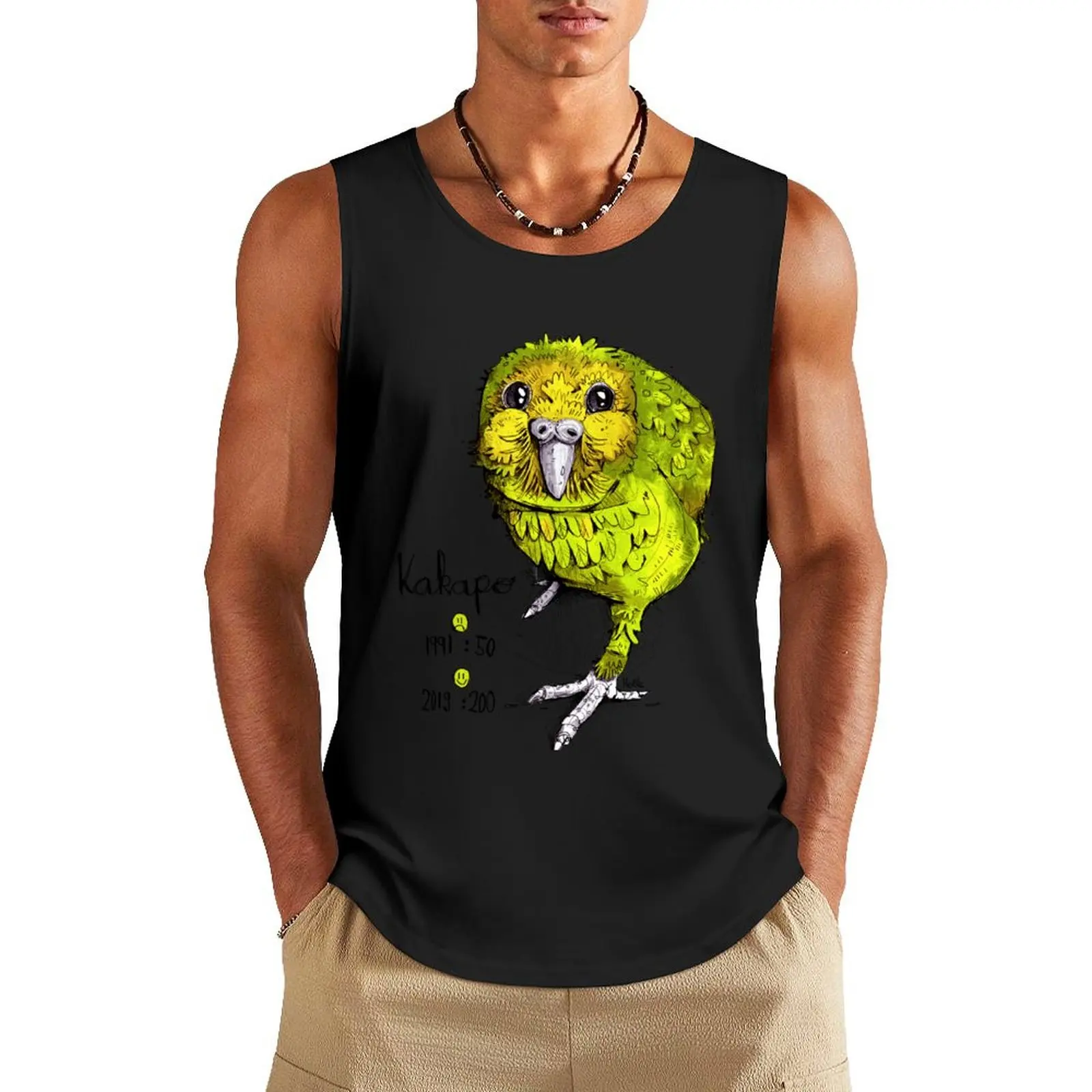 Kakapo by derholle Tank Top sports t-shirts for men Men's clothing sleeveless tshirts for men Men's summer clothes