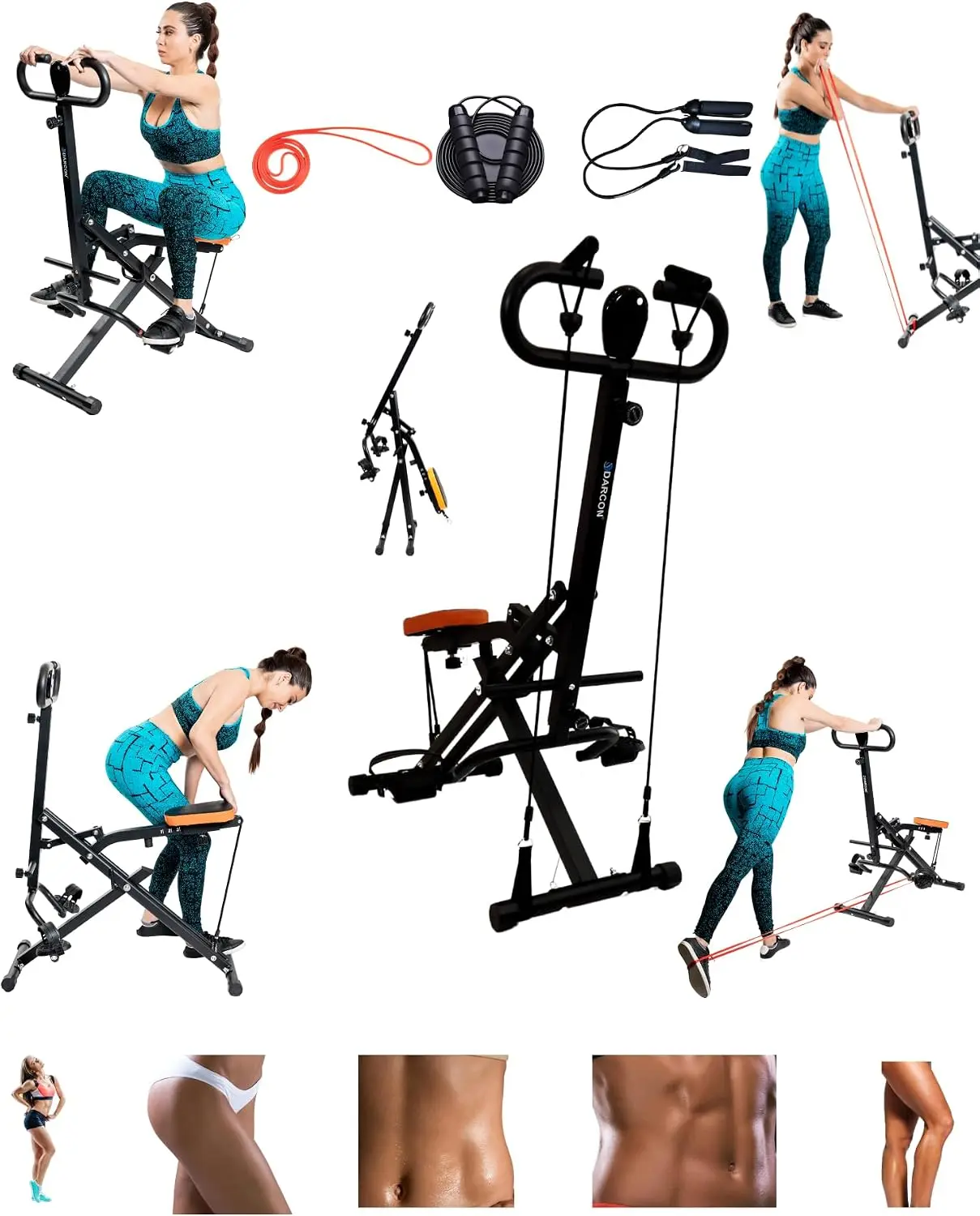 Squat Machine Women Deep Squat Rowing Machine Abs Home Workout Equipment Women Men Power Rider Row Squat Glutes Legs Full Body W
