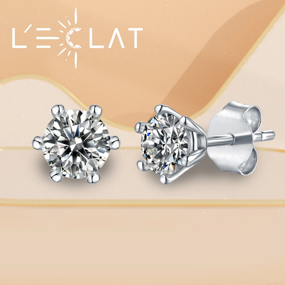 

LECLAT D Color Moissanite Earring 925 Sterling Sliver Plated with White Gold Earring for Women Wedding Engagement Fine Jewelry