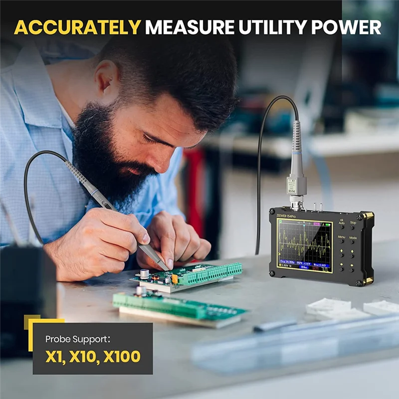 

Digital Oscilloscope,14 Type Measurement, 40MSa/S Sampling Rate, 18MHz Bandwidth, 2.4In LCD Display with 10X, 100X Probe SSQ