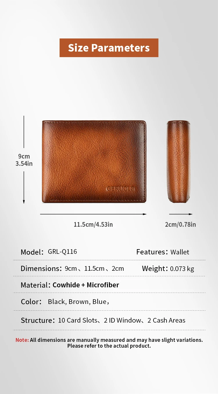2526 Bestseller Kurze Geldbörse aus Echtem Vollnarbenleder mit RFID-Schutztechnologie und Kartenfach – Detail 9