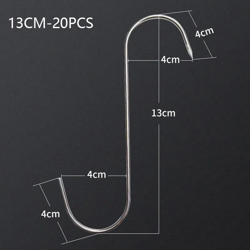 Stainless Steel S-hook With Pointed Tip Meat Hanger Hook Baking Tools for Butcher Shop Kitchen Hooks Home Storage Organization