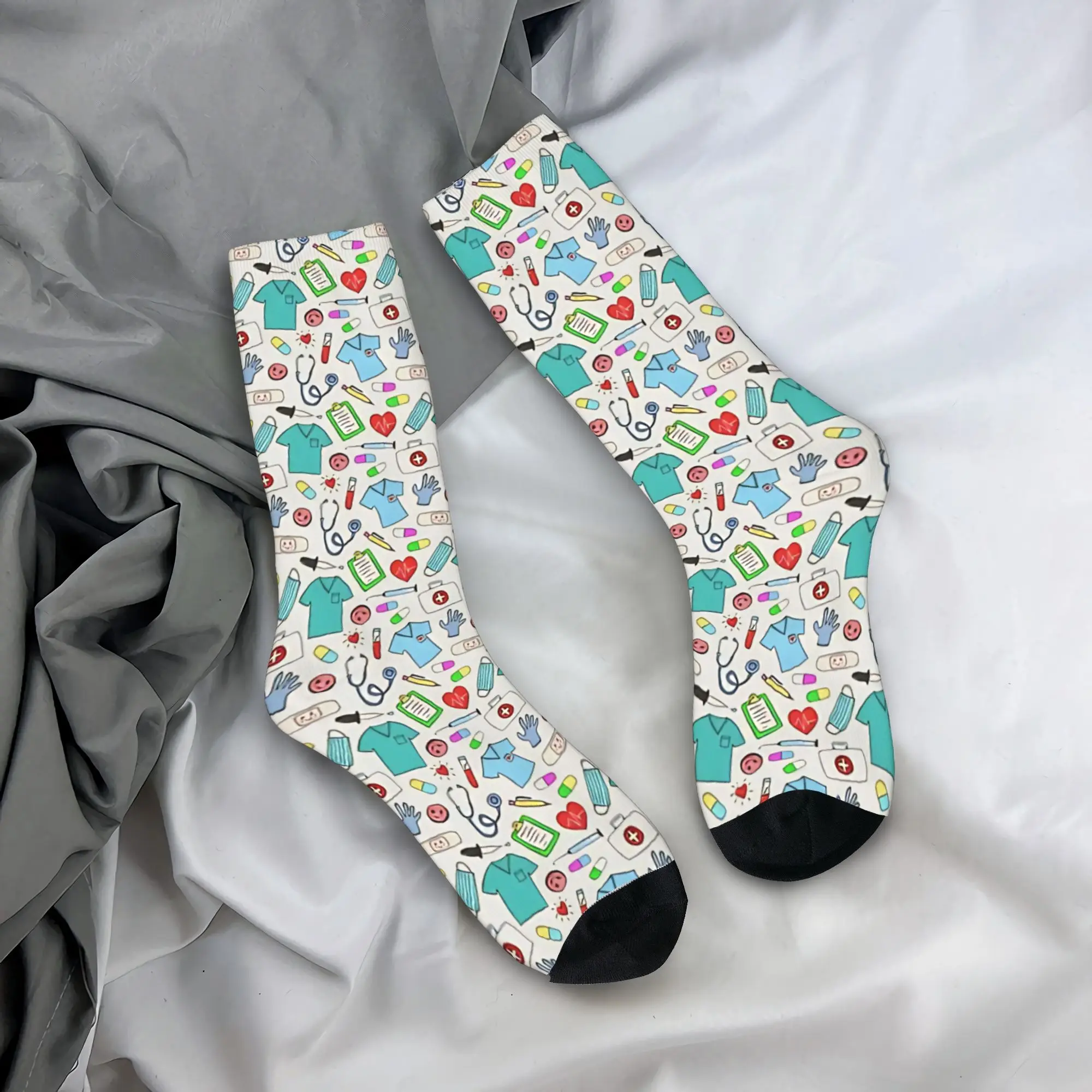 

Nurse Colorful Pattern Socks Medical Custom Stockings Anti-Slip Women Men Socks Warm Soft Spring Gothic Outdoor Sports Socks