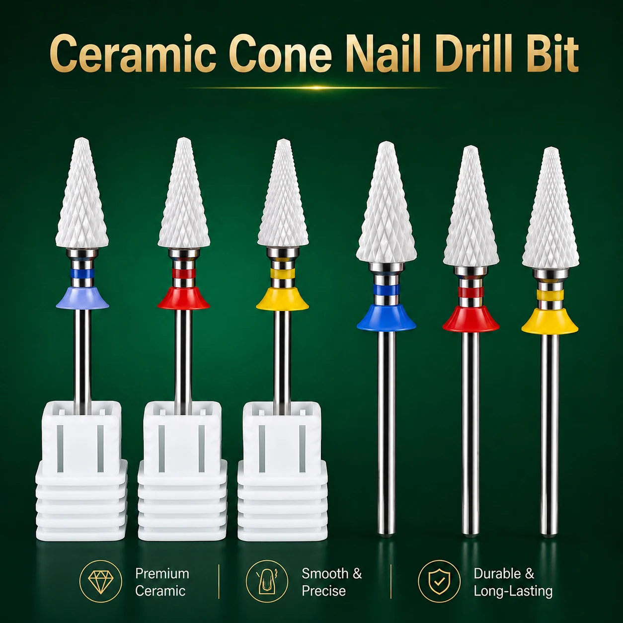 1pc Ceramic Nail Drill Bit Tapered Cone E File Bits For Gel Polish Removal Acrylic Shaping Milling Cutter For Manicure Pedicure