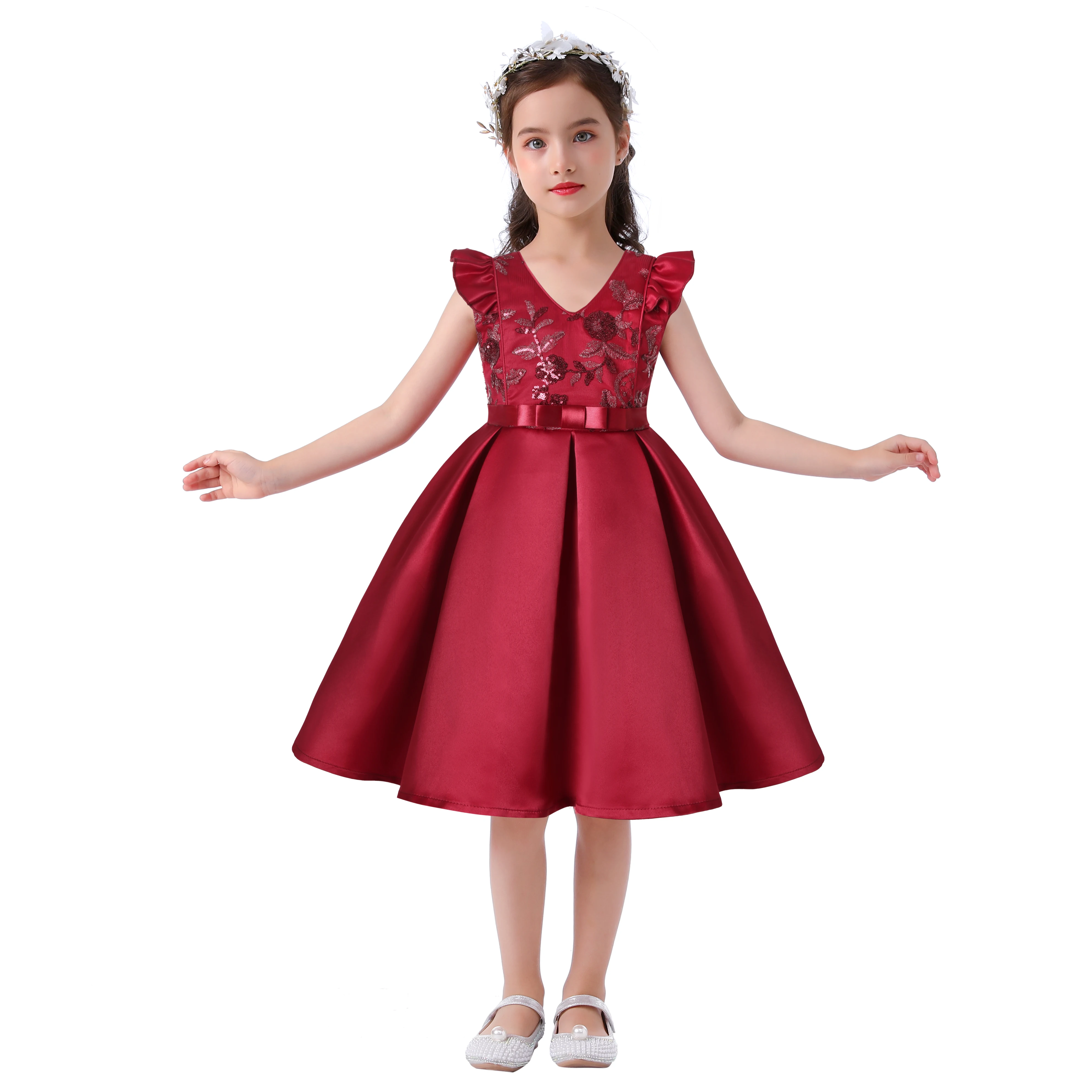 Wunderschöne Prinzessinnenkleider für Kinder, Geburtstagspartykleider für Mädchen, bestickte Blumenmädchenkleider mit Pailletten, formelle Kleider