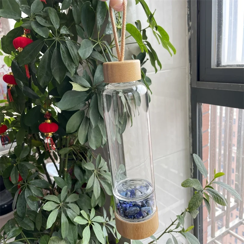 Natural Healing Water Bottle Crystal Gravel Crystal Glass Bottle