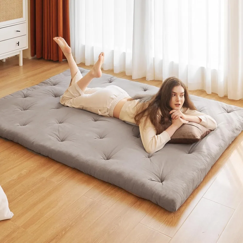 

Japanese Floor Futon Mattress Queen Size 60"x 80",100% Cotton 2.5'' Thicken Tatami Mattress,Foldable Sleeping Pad