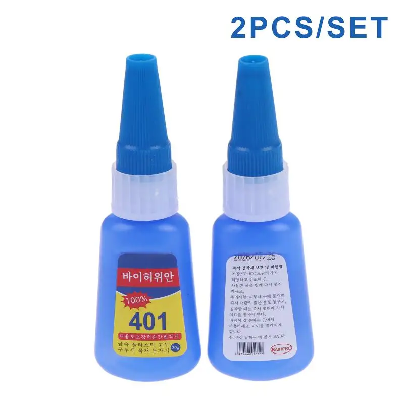 2g 401 Super Glue Instant Adhesive Strong Fast Dry: 2Pcs Clear Non Whitening Plastic Metal Wood