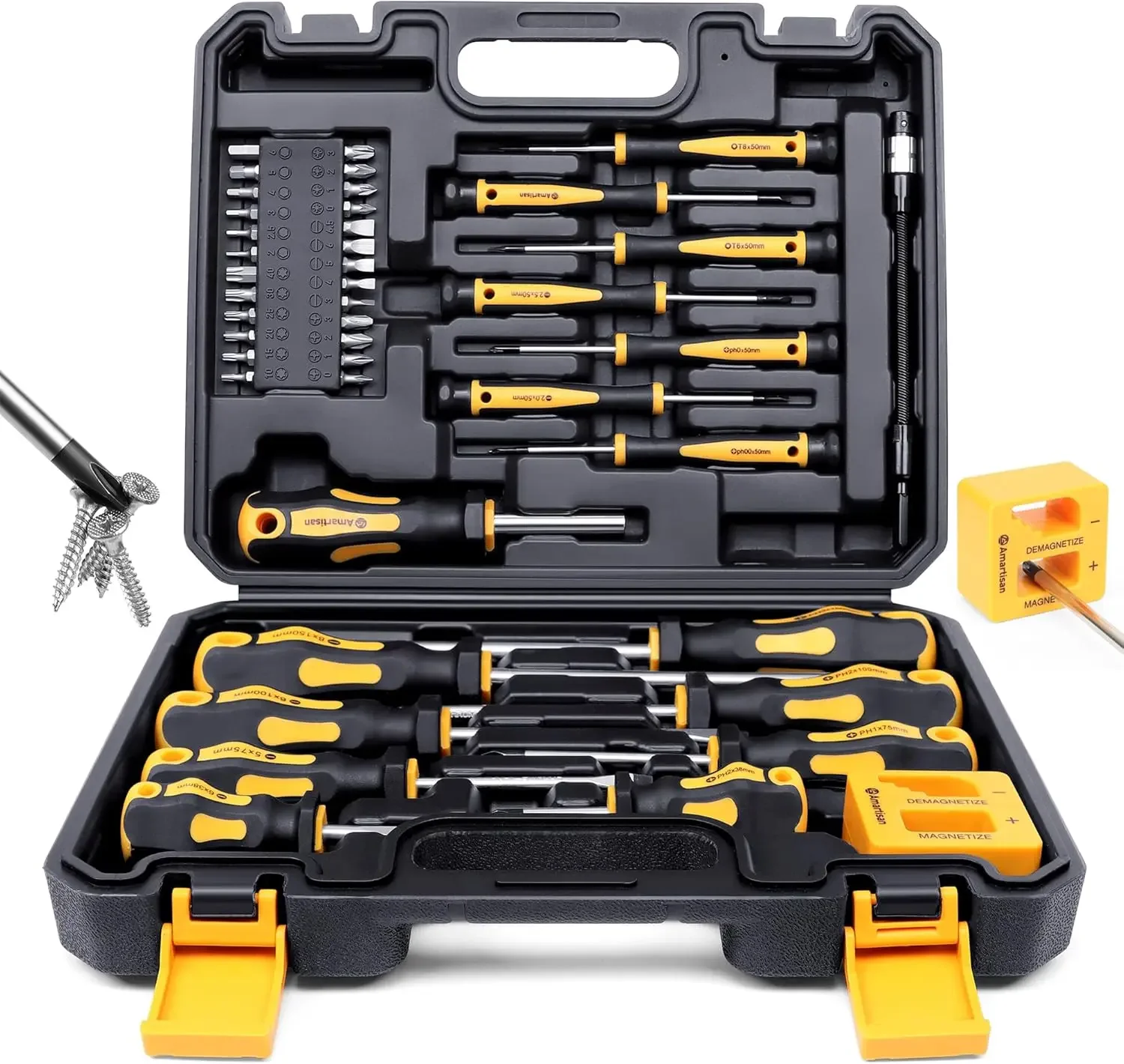 1set Magnetic Screwdrivers Set with Case,43pcs Includs Slotted Phillips Hex Pozidriv Torx and Precision ScrewdriverTools for Man