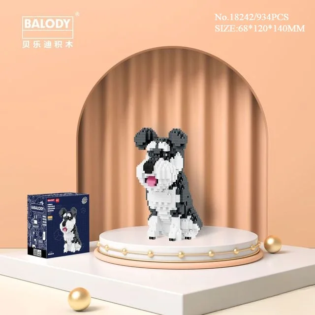 Bloques de construcción Kawaii para mascotas, Doberman Shiba Inu, caniche, Mike, perro, Mini ladrillos, figura de gato, Husky Schnauzer, modelo de juguetes para niños, regalo