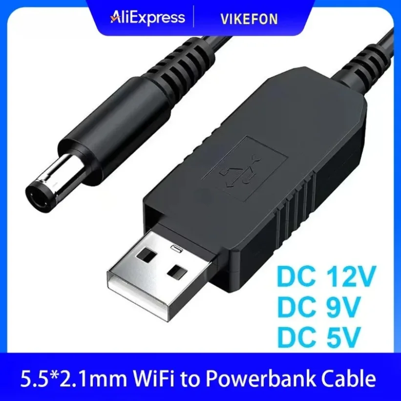 DC 5.5x2.1mm USB Boost Converter Cable 5V to 12V Step-up Power Cord for WiFi Router Modem Fan Powerbank Hot Sale 1M Long Wire
