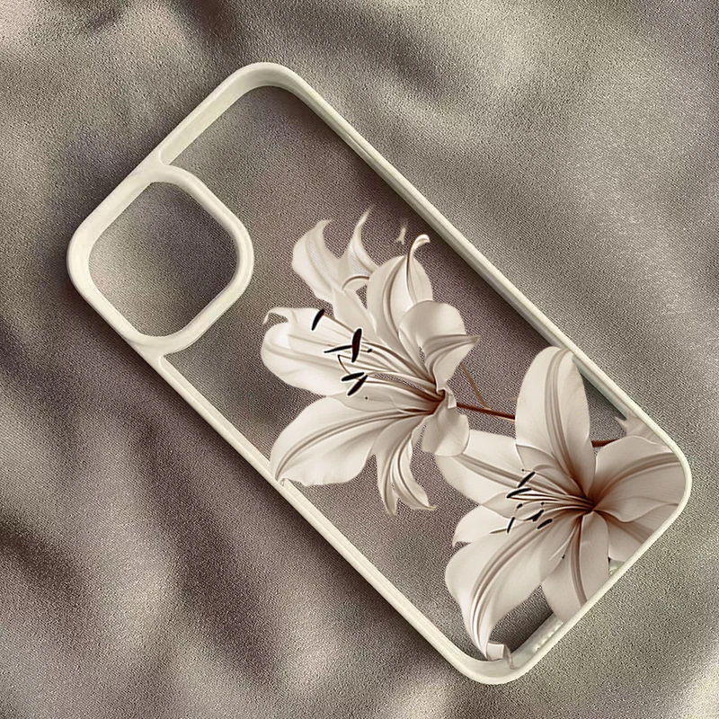 Funda elegante con flores de lirio vintage para iPhone 16 17 Pro Max 15 Pro 14 13 12 11 16E Air X XR XS 7 8 Plus SE, a prueba de golpes 5