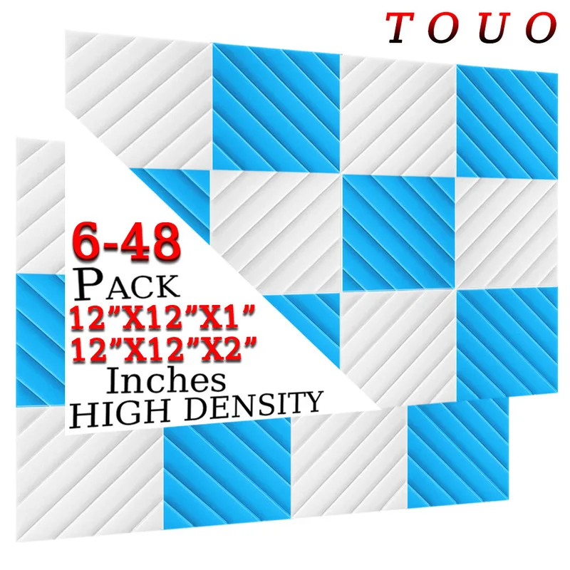 TOUO DIamond Groove Acoustic Foam 6/12/24/48 Pcs Sound Absorbing Foams Panels High-Density Material Studio Acoustic Treatment