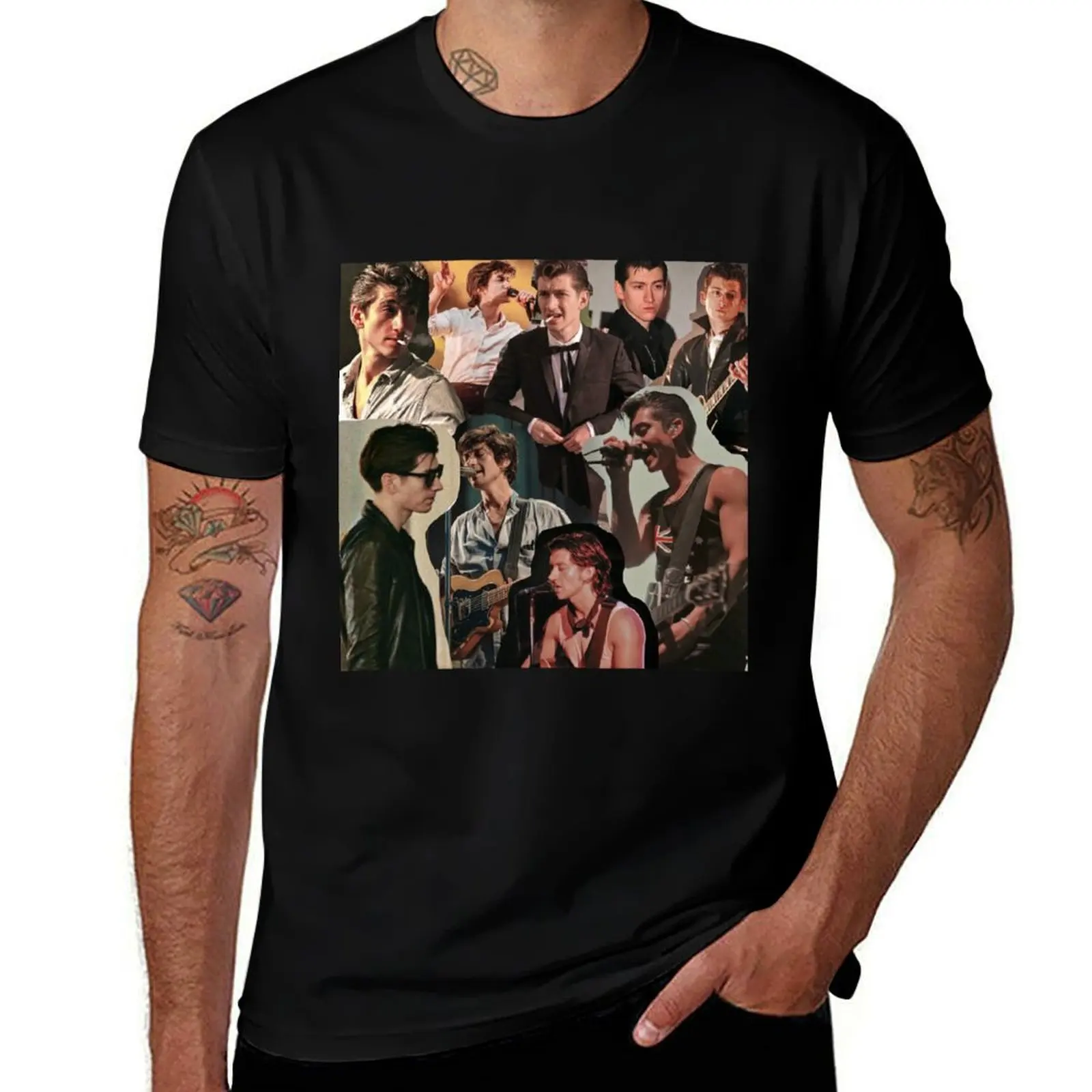Alex Turner Arctic Monkeys Collage T-Shirt Gym Wear Breathable Short Sleeve Tee