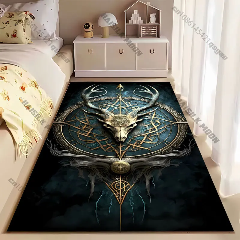 Mystical antlers symbolism intricate design carpet Yoga living room room decor children's crawling mat doormat area rug