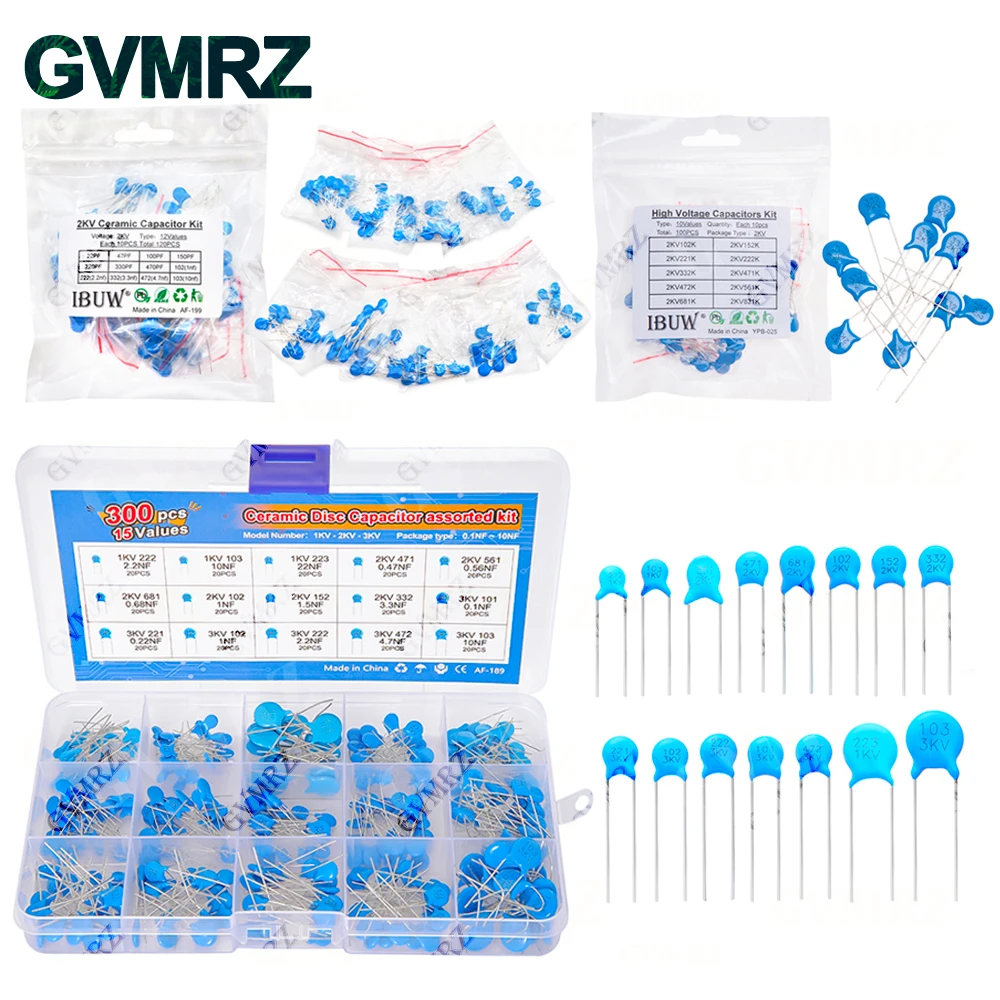 High voltage Ceramic Capacitor KIT 1KV 2KV 3KV 5PF 30PF 47PF 56PF 100PF 220PF 1NF 2.2NF 3.3NF 4.7NF 10NF 100NF 471 222 223 103