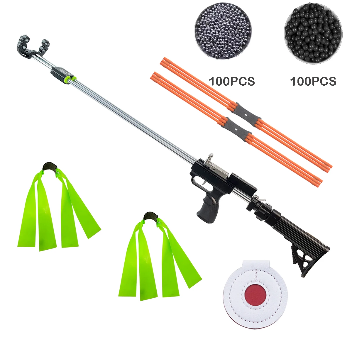 

Heavy duty stainless steel slingshot, outdoor hunting automatic shooting slingshot, high-precision telescopic long rod catapult
