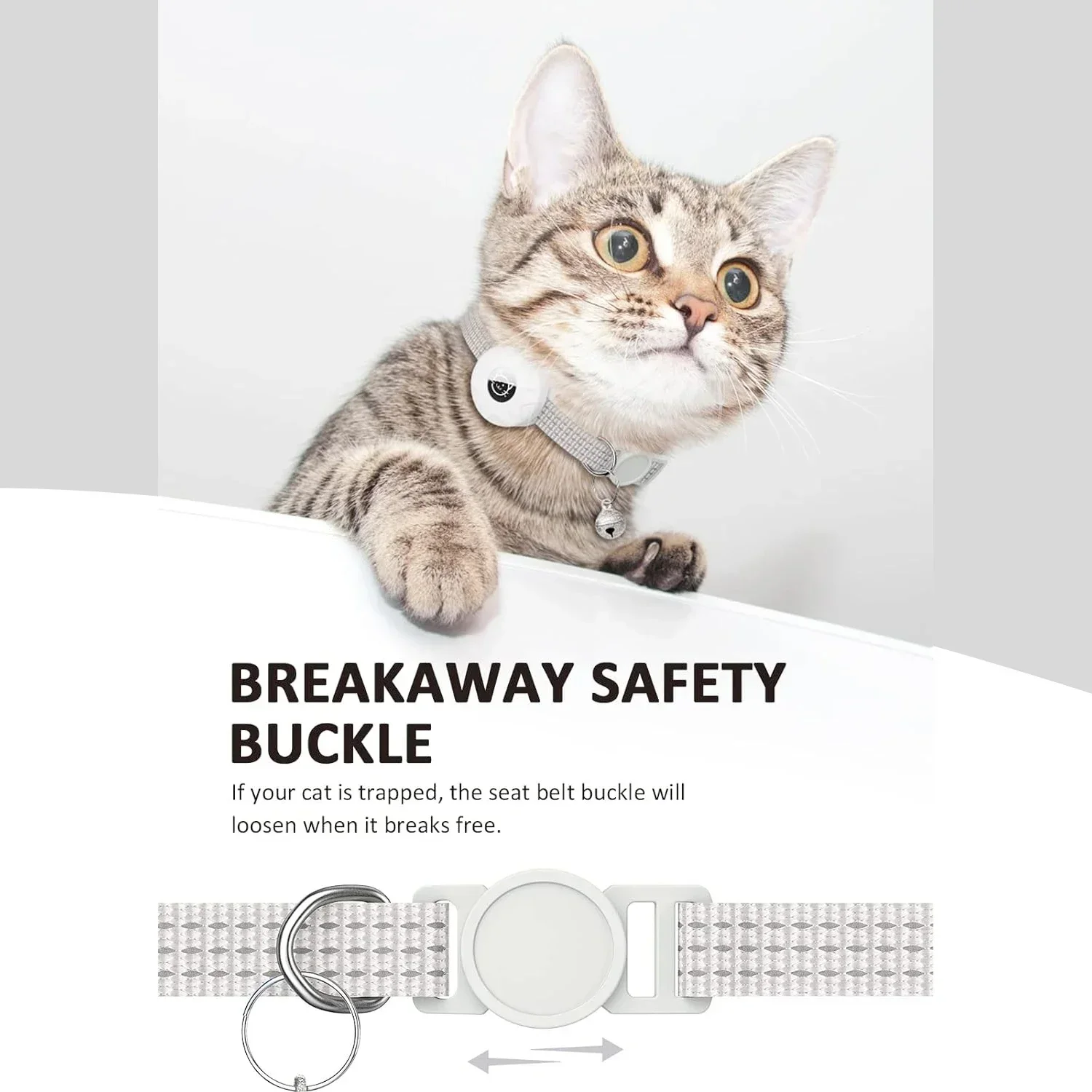 for Apple AirTag Cat Collar, Breakaway Cat Collar, Reflective Kitten Collar with Apple Air Tag Holder and Bell for Girl Boy Cats