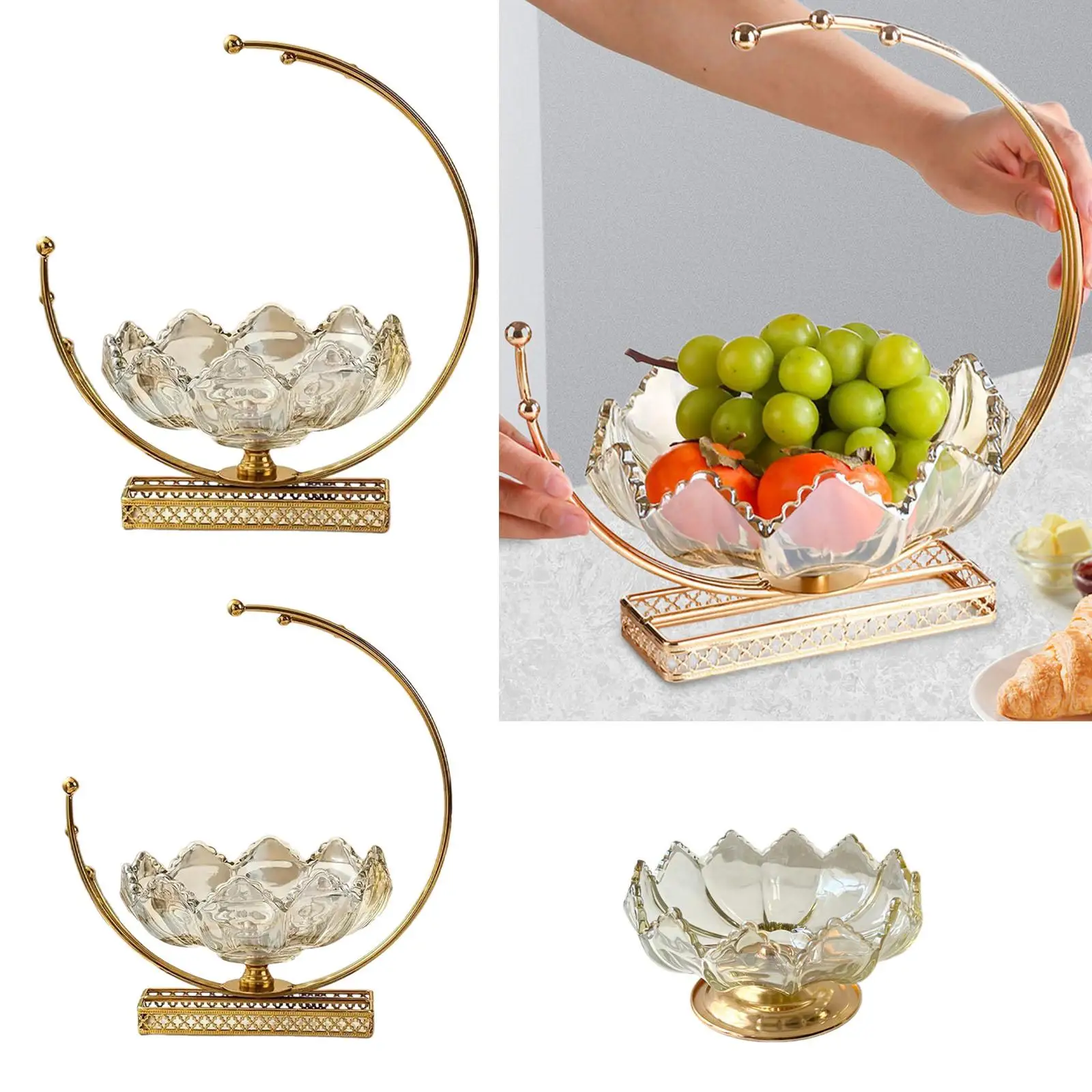 Luxury Fruit Tray Snack Bowl Party Display Centerpiece Decoration Table Organizer Serving Dish for Candy Nuts Living Room