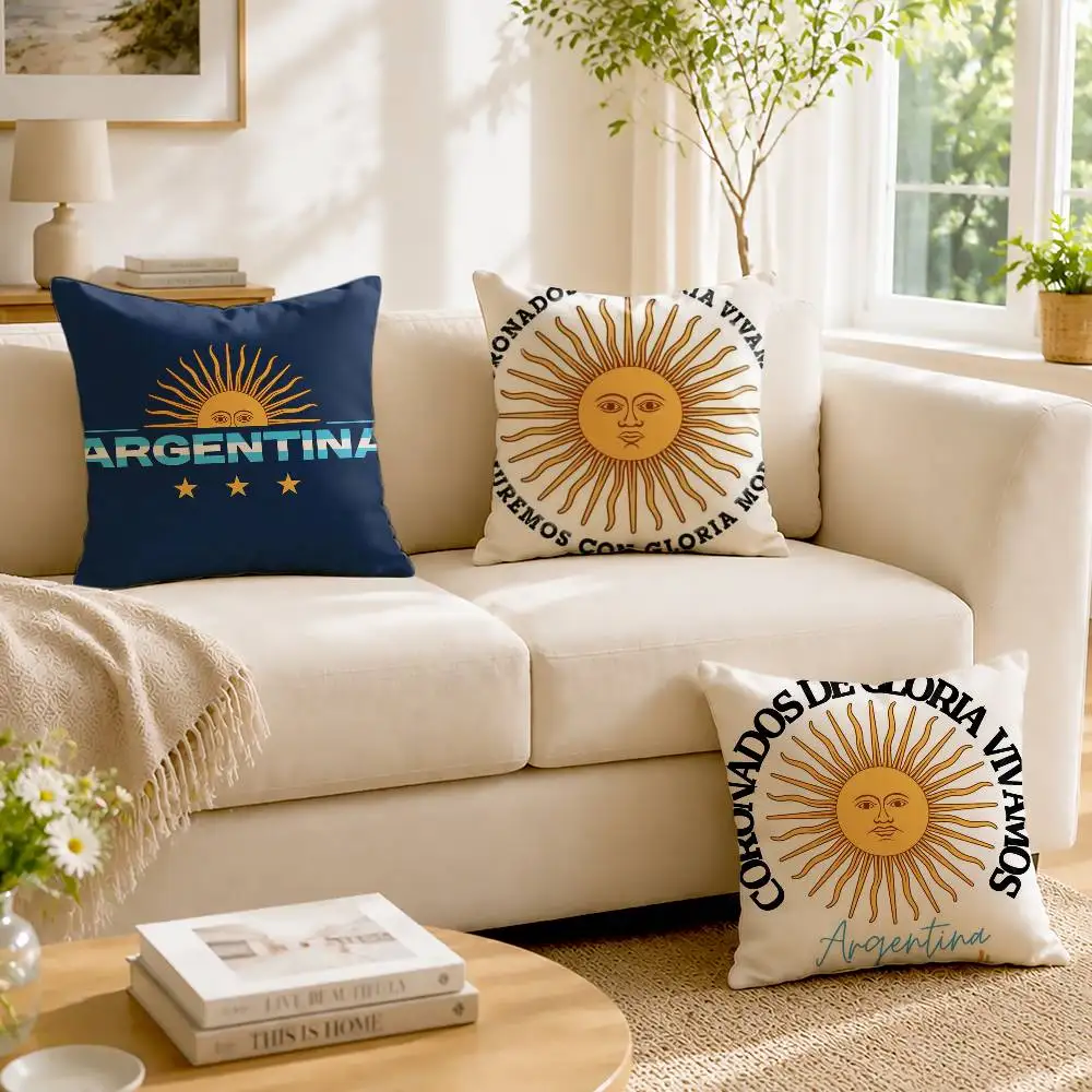 A-Argentina Sol de Mayo Art Flag Customizable Square Cushion Cover Double Sided Print Pillow Case