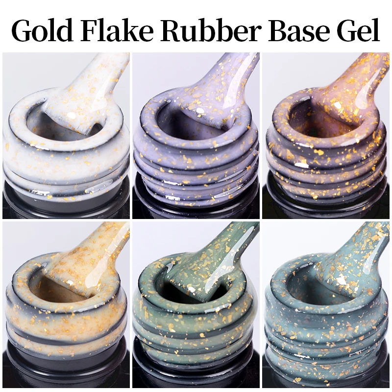 AWStorG 6 قطعة/المجموعة 7.5 مللي الذهب تقشر بريق المطاط قاعدة هلام البولندية إثارة الترتر شبه دائم نقع قبالة مسمار الفن الورنيش