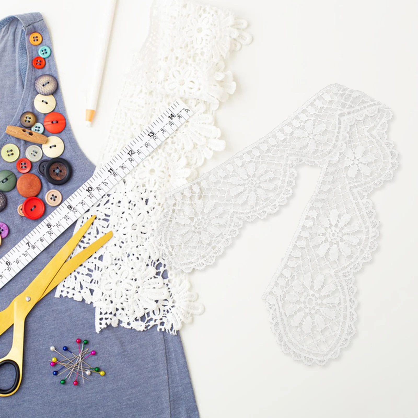 

6pcs Round Neck Lace Trim Accessories Safe Durable Material Decorative Craft Sewing Trim Ribbon Suitable Dresses Skirts Bags