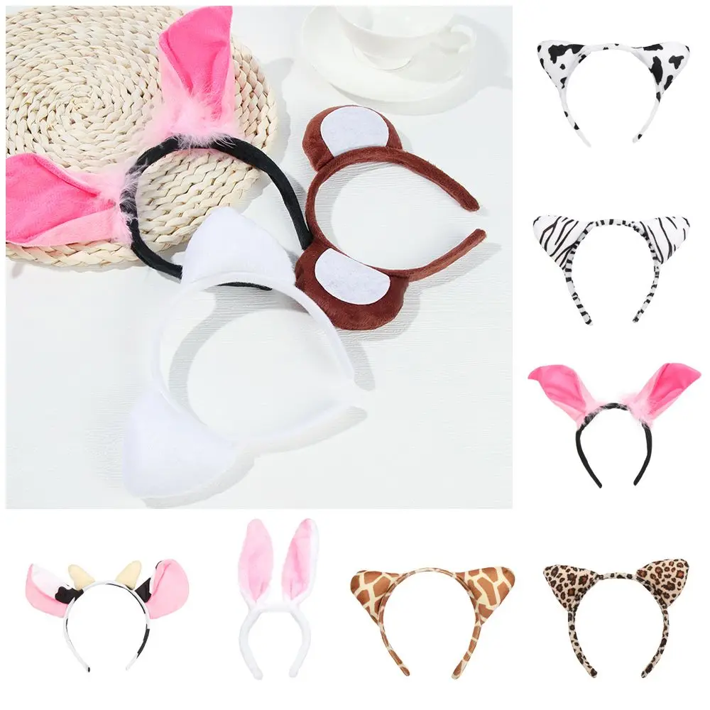 Birthday Cosplay Plush Dog Zebra Animals Ears Headband Hair Accessories Hair Band Party Supply