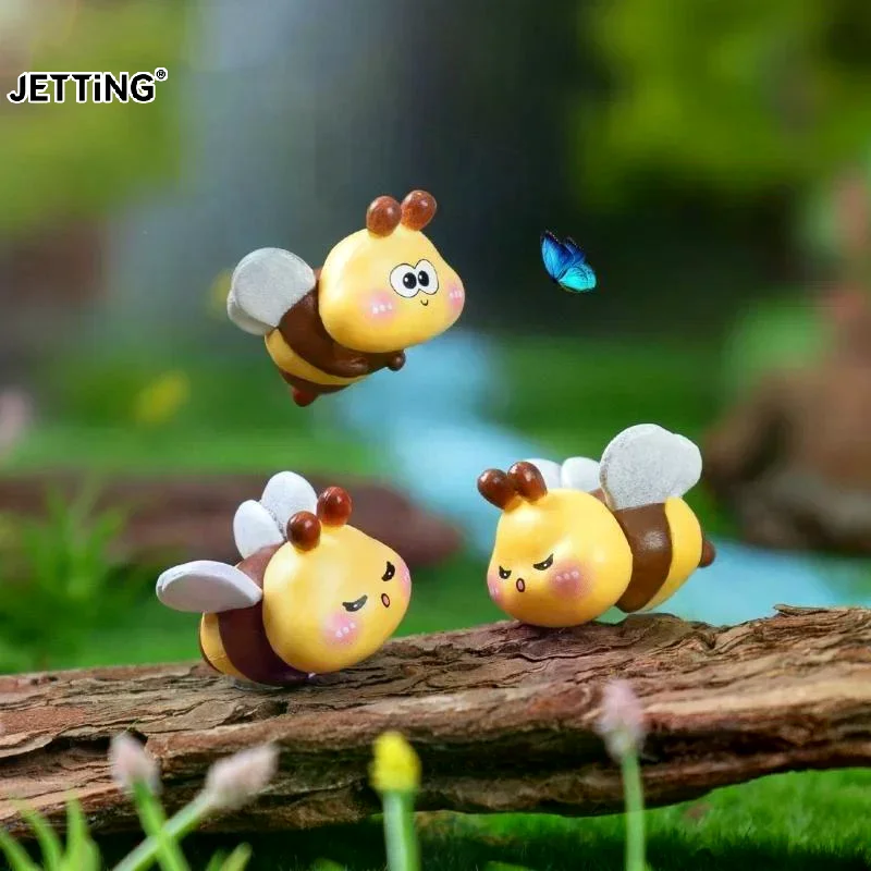 4Pcs Cute Mini Bee Car Interior Decoration Auto Rearview Mirror Dashboard Ornaments Car Accessories Computer Motorcycle Ornamen