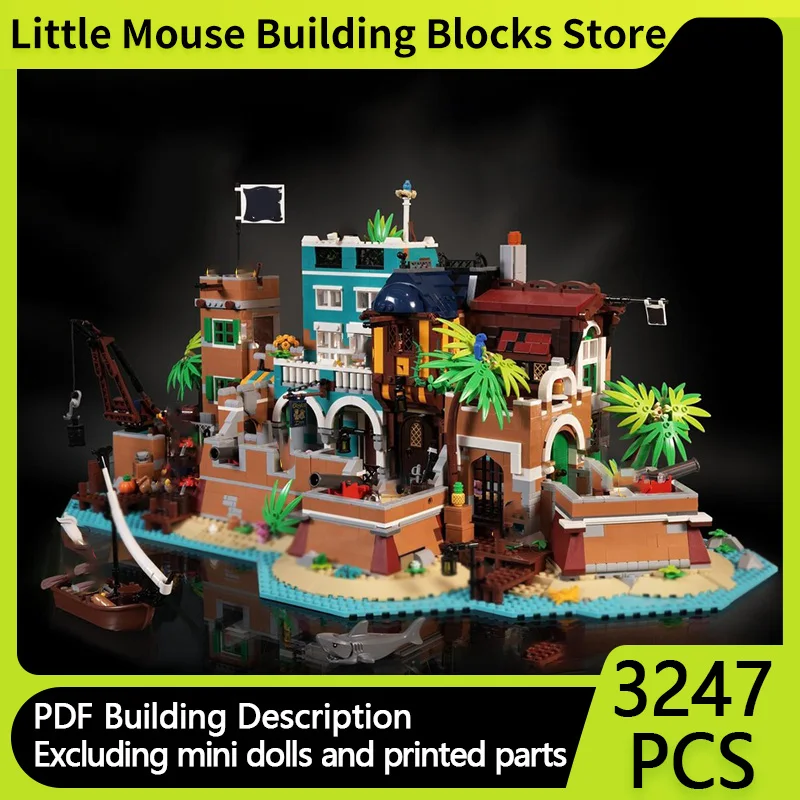 

Medieval Castle Model MOC Building Bricks Pirate Island Port Modular Technology Gifts Holiday Assemble Children Toys Suit