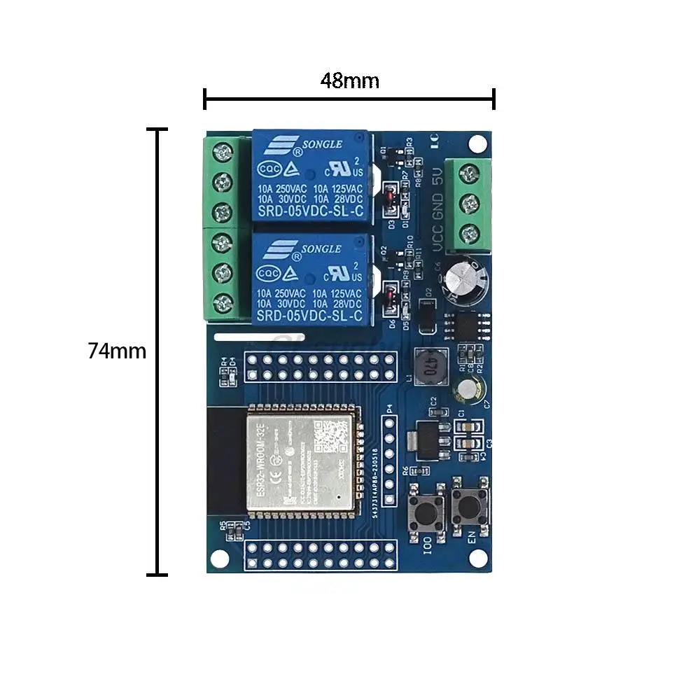 Dual-channel WIFI Relay Module ESP32-WROOM Development Board Secondary Development DC5-60V Power Supply Suitable for Arduino