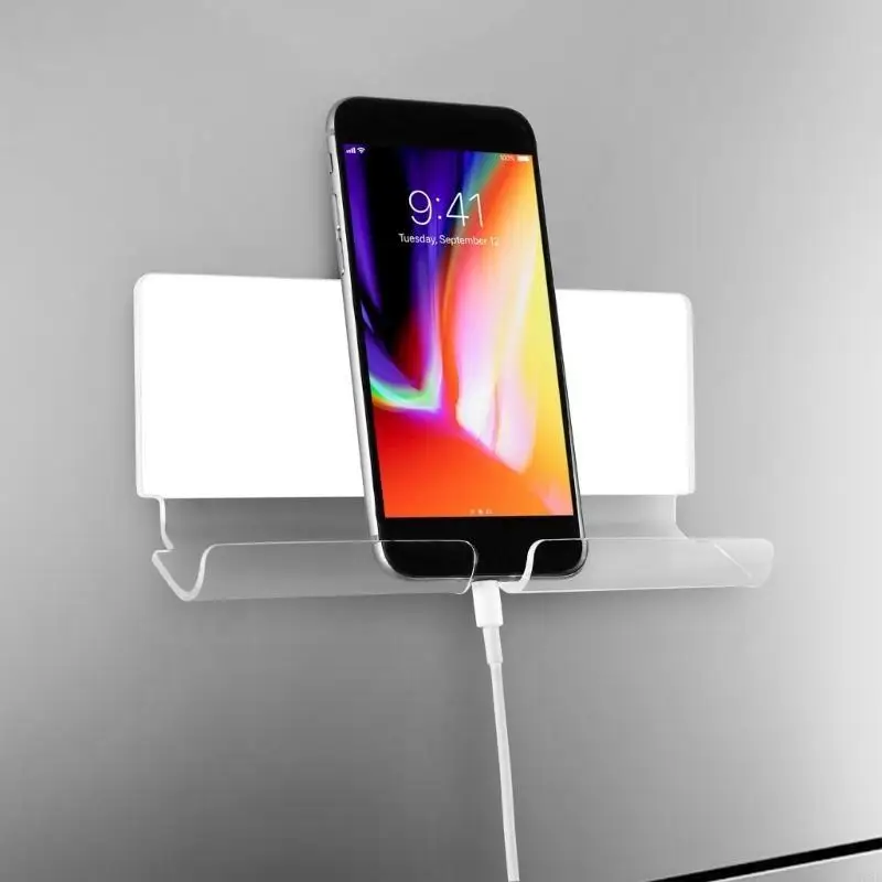 

K32C Universal Wall Mount Phone Holder Perfect for Mobilephone Mini Table Remote for Kitchen Dorm Office Adhesive Wall Holder