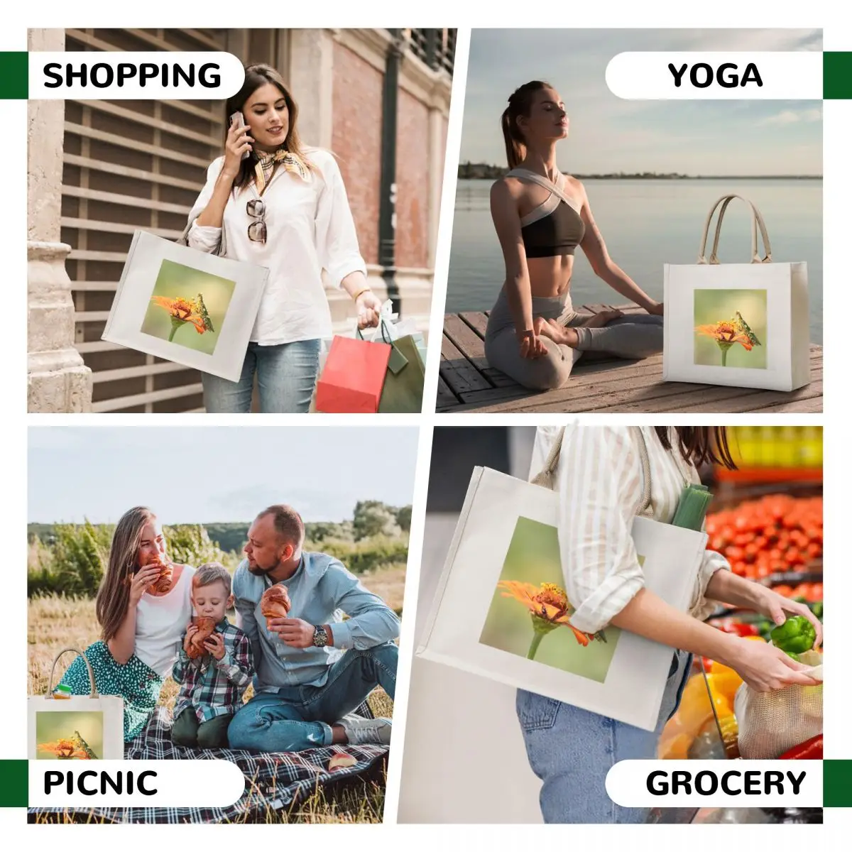 Green Praying Mantis on Flower Tote Bag Women's shopper bag shopping cart bags Cloth bag