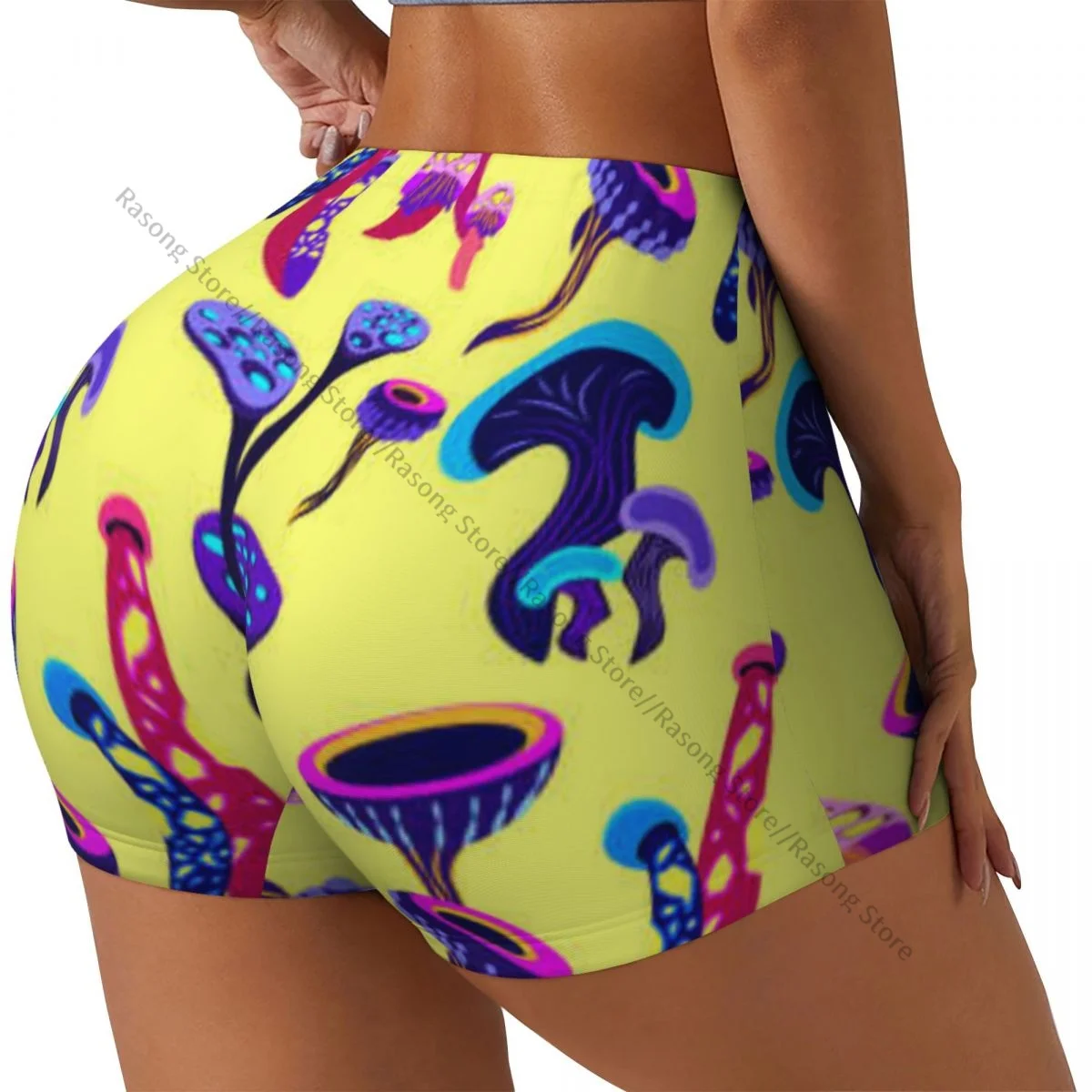 

Сексуальные узкие спортивные шорты на бедрах, женские удобные шорты для йоги с волшебными феями и грибами для фитнеса