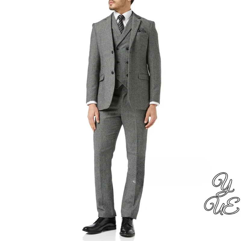 Men's Solid Color Versatile Set 3-piece Casual Fashion Groom Pants and Vest Coat 3-piece Set