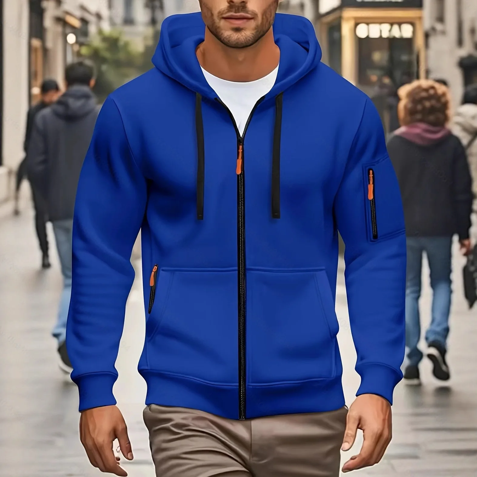 Men's Autumn Winter New Hoodies Long Sleeve Sweatshirt Zipper Design Hooded Sweatshirt for Men Sportswear Slim Fit Casual Jacket