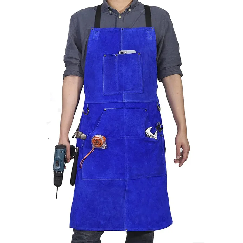 断熱牛革製溶接エプロン-はんだ付け用保護服-錬冶屋用革製溶接エプロン-保護用-1