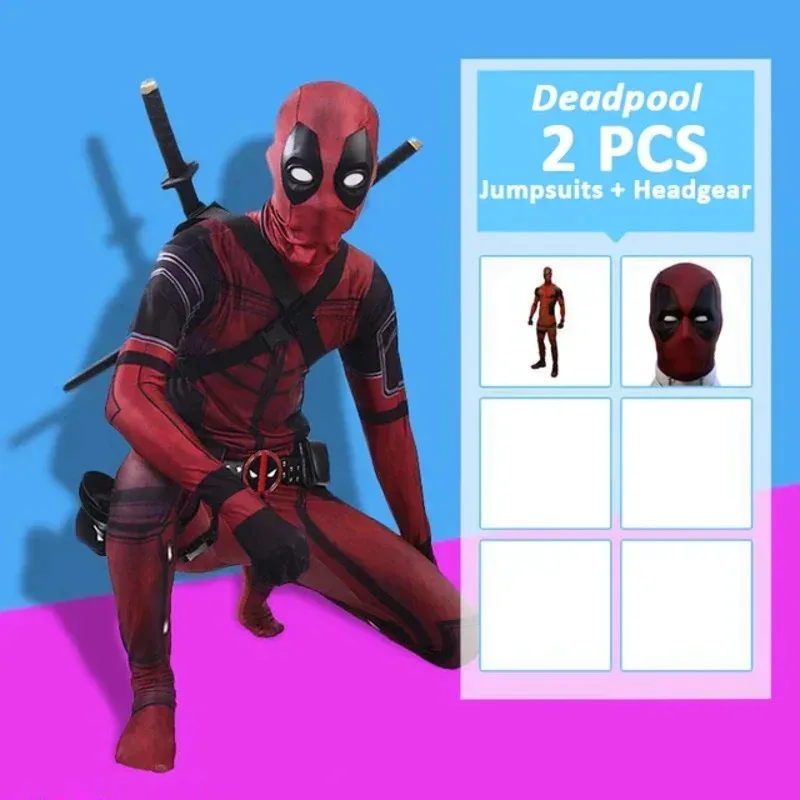 DY20Deadpool زي تأثيري الاطفال الكبار البدلة أنيمي خارقة هالوين الموت النادل الكبار خدمة يوتار اكسسوارات حزام * w * 125