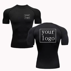 Maglietta a compressione personalizzata il tuo Logo di Design top uomo donna stampa magliette dal Design originale Jogging allenamento palestra maglietta ad asciugatura rapida