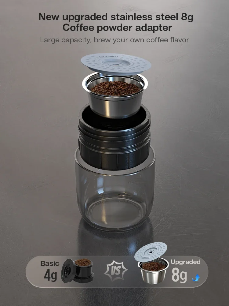 For HiBREW Portable Coffee Machine for Car & Home,DC12V Expresso Coffee Maker Capsule Coffee Powder H4A