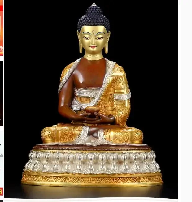 Large HOME shrine altar worship safe protection High grade buddha Talisman Buddhism Gilding silvering copper Amitabha buddha