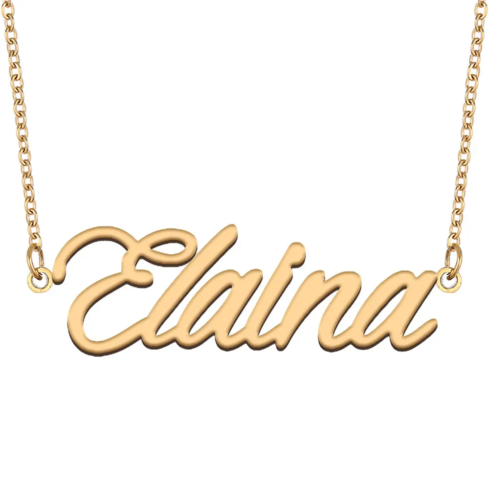 

Elaina Name Necklace for Women Stainless Steel Jewelry Gold Color Nameplate Pendant Collares Para Mujer Letters Choker