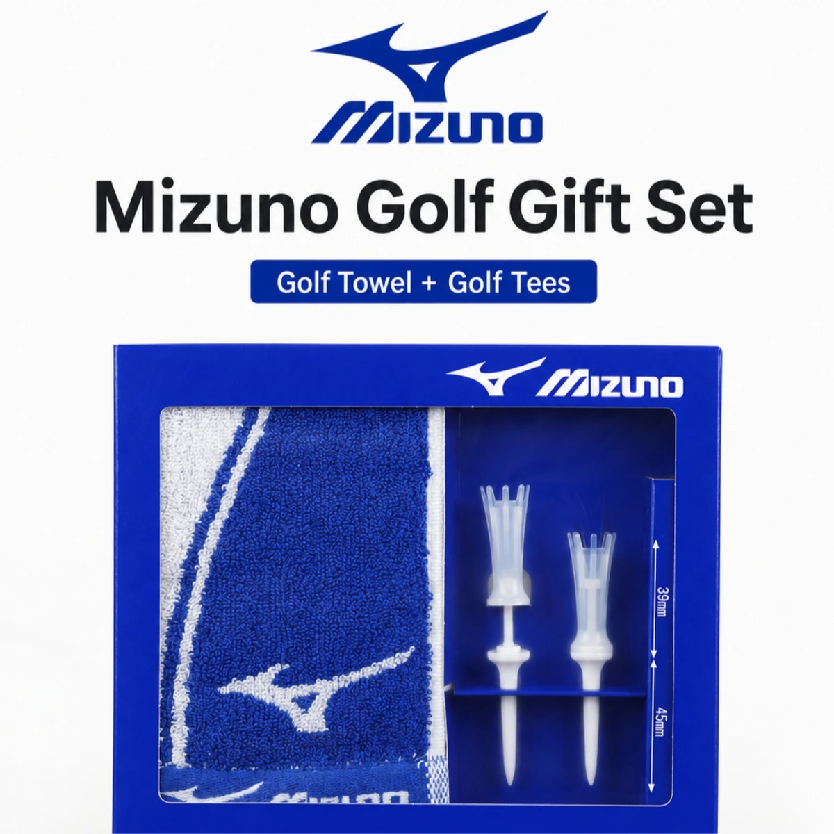 

Mizuno Golf Accessories Golf Towel and Tee Gift Set 2026 Premium Kit Crown Plastic Tees Cleaning Cloth Perfect Present for Men