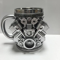 Stainless Steel Cup V8 & V6,  V6 V8 Engines Design Mug, Durable & Stylish Rust-Proof 15oz Coffee Mug Perfect for Car Enthusiasts