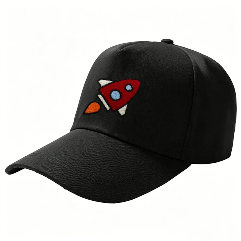 Cartoon Red Rocket Baseball Cap Adjustable Dad Hat Space Theme Cute Animal Graphic Trucker Hat Outdoor Sports Sun Hat Casual
