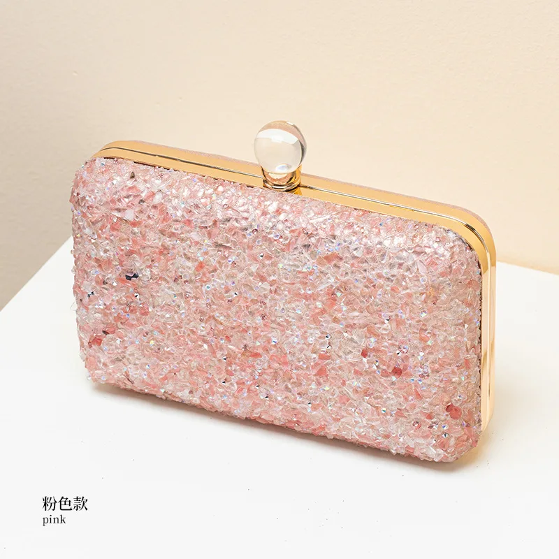 New Fancy Evening Bag Ladies Fashion Colorful Diamond Embedding Clutch Bags Celebrity Retro Turquoise Handbag Pink Wallet Bolso