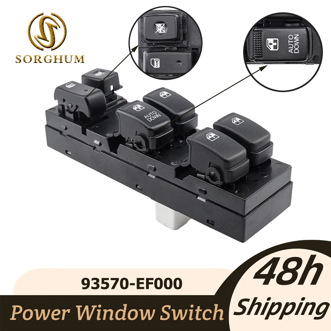 SORGHUM 93570-EF000 For Kia Sportage 2005 2006 2007 2008 2009 2010 Electric Power Window Switch Lifter Control Button 93570EF000