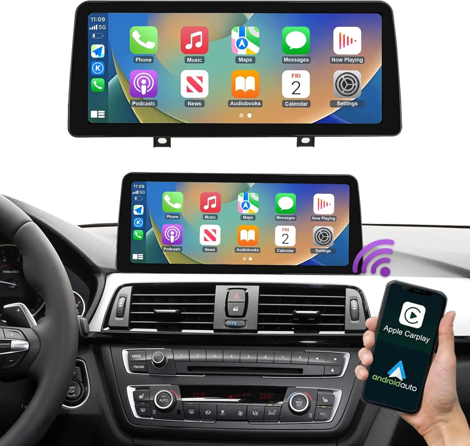 12.3 inch Touchscreen Wireless CarPlay Android Auto Multimedia Car Radio Receiver for BMW 3/4 Series NBT System, F30/F31