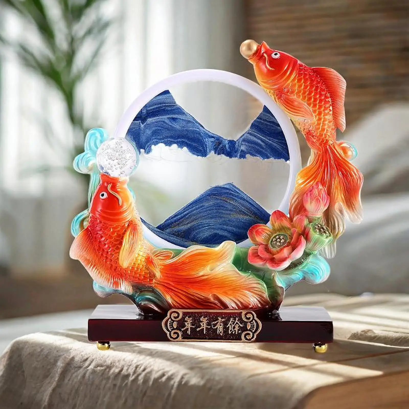 Carp Statue Artistic Art Decor for Bookshelves Desktop Adults