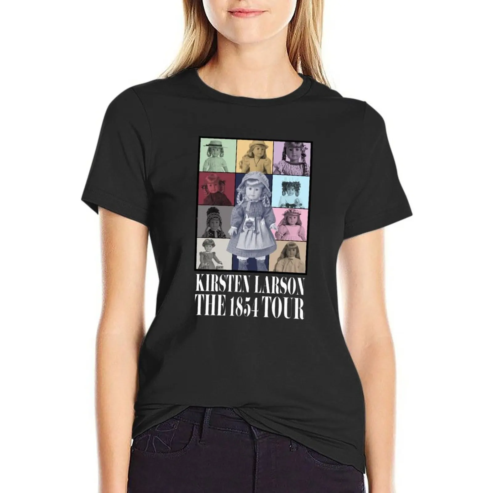 

The 1854 Tour - Kirsten Historical American Pioneer Girl Doll (white text) T-Shirt cute tops cute clothes Woman clothes