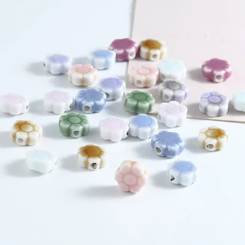 10PCS Fresh Daisy Ceramics Beads Loose Spacer Beads For Jewelry Making DIY Bracelet Necklace Accessories 2024